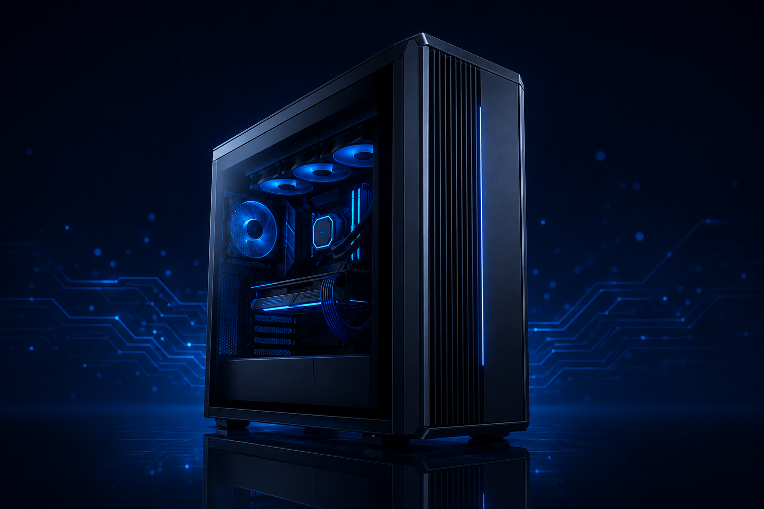 Full tower workstation render — performance-tier private AI box